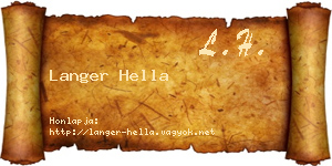 Langer Hella névjegykártya